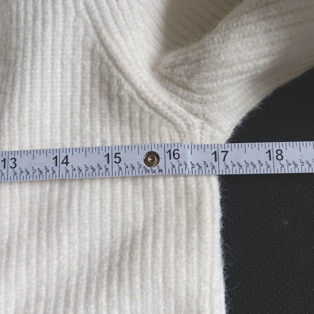 Ann Taylor Cardigan Women SP White EUC Double Breasted Shawl Collar Ribbed $150